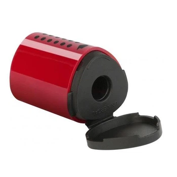 Точилка Faber-Castell Grip 2001 mini одинарна, пластикова, з контейнером, синя, червона