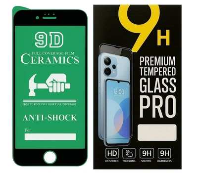 Протиударна захисна плівка Ceramics 9D для Apple iPhone SE 2022 Full Glue чорна рамка, глянцева