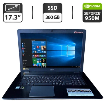 Ноутбук Б-класс Acer Aspire E5-774 / 17.3" (1600x900) TN / Intel Core i5-7200U (2 (4) ядра по 2.5 - 3.1 GHz) / 16 GB DDR4 / 360 GB SSD / nVidia GeForce 950M, 4 GB GDDR3, 128-bit / WebCam / DVD-ROM б/у