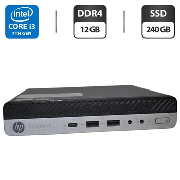 Неттоп HP ProDesk 600 G3 Mini PC USFF / Intel Core i3-7100T (2 (4) ядра по 3.4 GHz) / 12 GB DDR4 / 240 GB SSD / Intel HD Graphics 630 / Windows 11 Pro б/у