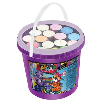 Мел DankoToys для рисования на асфальте ведерко 16 штук MEL-03-01U