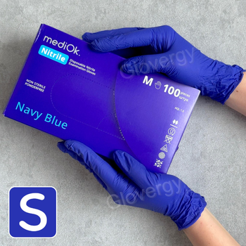 Рукавички нітрилові MediOk Navy Blue розмір S 100 шт