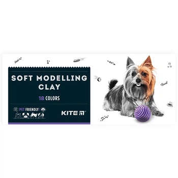 Пластилин восковой 18 цветов 360 г Dogs Kite K22-085, 61049