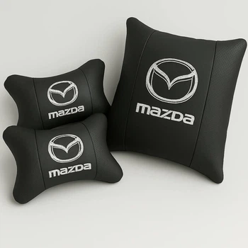 Комплект подушек в авто для поясницы и подголовника с логотипом MAZDA