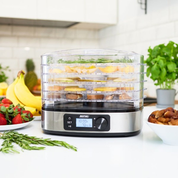Сушилка 18,5 л для овощей и фруктов, мяса, рыбы электрическая MPM MSG-12, 380 Вт, 5 лотков, таймер, LED-дисплей, дегидратор пищевой (ягоды, грибы)