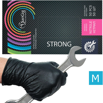 Рукавички Sangig нітрилові blackdiamond powder free M Чорні 50 шт (2024100680786)