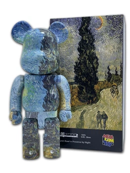 Статуетка Bearbrick x Van Gogh x Country Road in Provence by Night 400% 28 см Medicom Toy Дорога з кипарисом