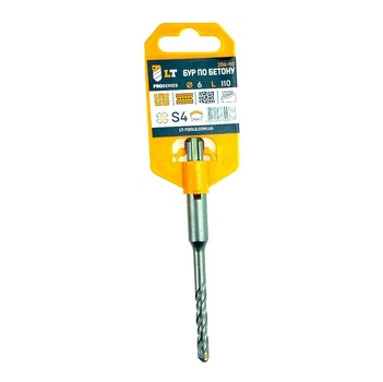 Бур по бетону LEVTOOLS Ø6x110 мм SDS-PLUS S4 (206-110L)