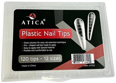 Верхние формы для наращивания ногтей "Современный миндаль" - Atica Plastiс Nail Tips 120шт (1449487-27728956)