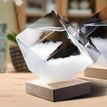 Барометр Штормгласс Куб малый 11х8 см Storm glass на деревянной подставке