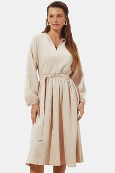 Бежевое платье из муслина XXL-3XL