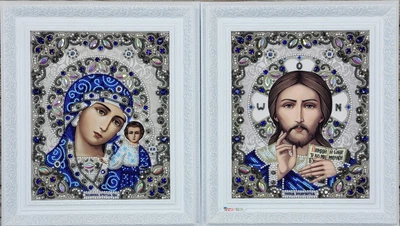 Вышитые венчальные иконы Богородица и Господь Вседержитель ЖК-4003 ЖК-4004