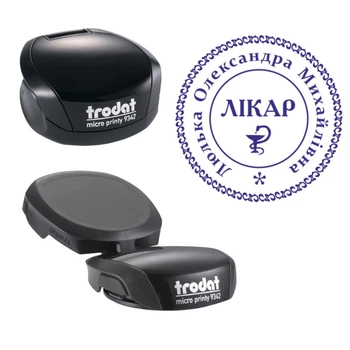 Печать Врача на карманной оснастке TRODAT Micro Printy 9342 диаметром 30 мм Чёрный (Л17/9342/B)