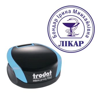 Печать Врача на карманной оснастке TRODAT Micro Printy 9342 диаметром 30 мм Бирюзовый (Л21/9342/BZ)