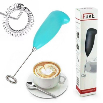 Ручной капучинатор FUKE coffie mixer на батарейках Голубой 7409