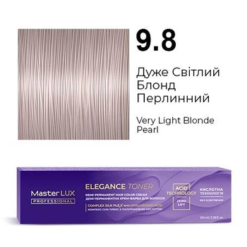 Деми-перманентная крем-краска для волос Master LUX ELEGANCE TONER 9.8 Очень Светлый Блонд Жемчужный 100 мл