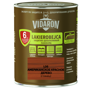 Лакобейц захисно-декоративний Vidaron L06 червоне дерево американське 0.7 л