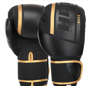 Перчатки боксерские для тренировок и спаррингов Hard Touch 4250 размер 14 унций Black-Gold