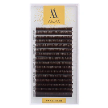 Накладні пучкові вії Alias Dark Chocolate вигин M товщина 0.07 довжина mix 7-13 мм 16 ліній