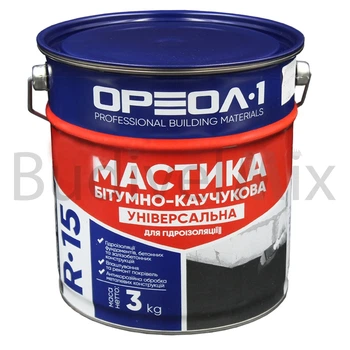 Мастика гідроізоляційна бітумно-каучукова Ореол-1 R-15 Універсальна 3 кг