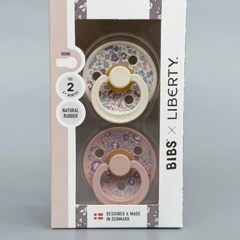 Пустушка BIBS розмір 2 (6-18 міс) x Liberty Colour Latex Round (кругла) – Eloise Blush / Ivory Mix (2 в упаковці)