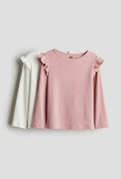 Реглан в рубчик белый и розовый 2шт H&M 110-116см (400011152)