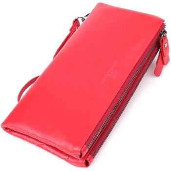 Женский кожаный кошелек на три отделения ST Leather bg231fash09 Красный