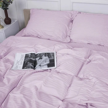 Комплект постільної білизни MirSon Satin Stripe 30-0007 Pink 160х220 Полуторний Євро (2200005249864)