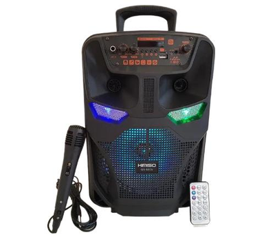 Колонка-чемодан Kimiso с пультом ДУ RGB-подсветка (USB/BT/FM) + микрофон 12 Вт