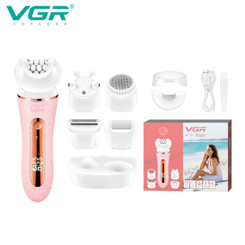 Эпилятор vgr 5 в 1 v-751, 5 насадок. цвет: розовый