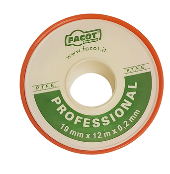 Стрічка ущільнювальна тефлонова Facot Professional 19 мм х 12 м (0,2мм)