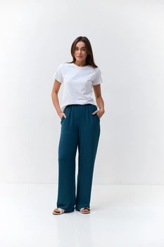 Брюки палаццо з крепу на резинці Wear me XL _Зелений (2_25_112-2_11070)