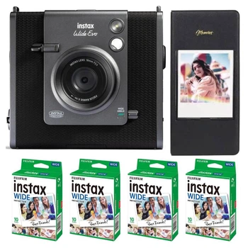 Набір Фотокамера миттєвого друку + Принтер 2-в-1 Fujifilm INSTAX Wide EVO Black (2-in-1 Instant Film Camera and Printer) / Картриджі на 40 фото / Чорний фотоальбом на 64 фото