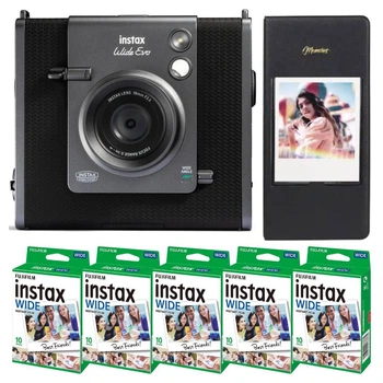 Набір Фотокамера миттєвого друку + Принтер 2-в-1 Fujifilm INSTAX Wide EVO Black (2-in-1 Instant Film Camera and Printer) / Картриджі на 50 фото / Чорний фотоальбом на 64 фото