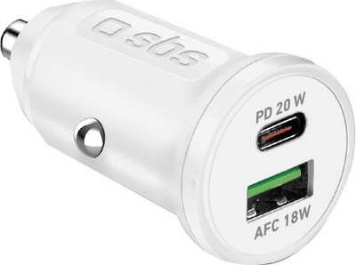 Ładowarka samochodowa SBS Car Charger 20W USB-C USB-A White (TECRPD20W)