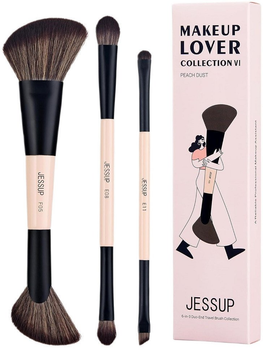 Zestaw pędzli do makijażu Jessup Makeup Lover 1507 Dwustronne 3 szt Jasno brzoskwiniowy (ZES6976074375075)