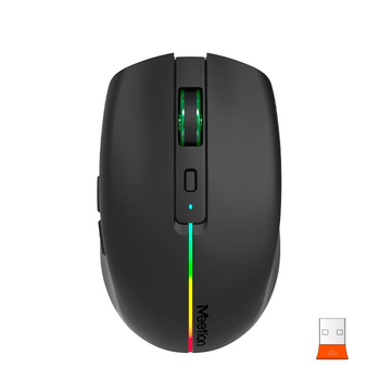 Мышь компьютерная игровая MEETION BTM002 беспроводная 2.4G+Bluetooth RGB-подсветка Черный