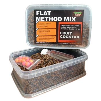 Флет Метод Мікс Техно Карп Flat Method Mix Fruit Cocktail (фруктовий коктейль) 400g + Liquid,80738