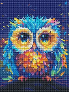 Алмазна мозаїка Brushme Кольорова сова (RDBS7016)