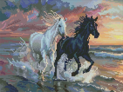 Алмазная мозаика Brushme Лошади на побережье 30 x 40 см RDBS7022