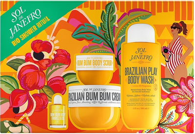 Zestaw kosmetyków pielęgnacyjnych Sol De Janeiro Rio Shower Ritual Żel pod prysznic 385 ml + Krem do ciała 240 ml + Olejek do ciała 12 ml + Peeling do ciała 75 ml (810912036581)