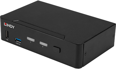 Przełącznik KVM Lindy 2 Port DisplayPort 1.4, USB 3.0 & Audio Black (4002888393126)