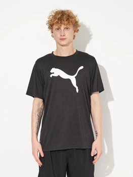 Футболка спортивная для тренировок длинная мужская Puma Training Essentials 52013901 S Black Heather-white с принтом (4063699027815)