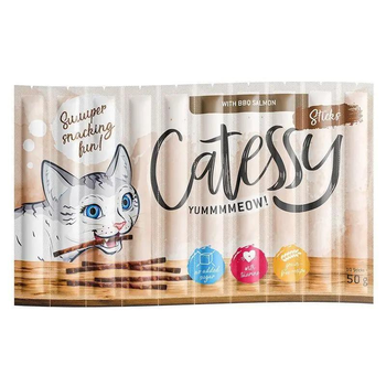 Ласощі Catessy Sticks Bar-B-Q with Salmon палички барбекю з лососем для котів, 10 шт х 5г (4260358515335)