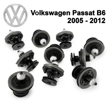 Клипса крепления обшивки карты двери Volkswagen Passat B6 2005 - 2012 (6Q08688243) 10 шт