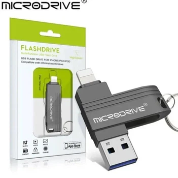 Флешка металева 2в1 512ГБ USB-Lightning для Apple iPhone, iPad, комп'ютера Microdrive A1 512GB OTG Black