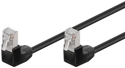 Патч-корд Goobay RJ45 FTP5e 0.5m patch AWG26 2x90° D=4.9mm Gold чорний(75.09.6077)