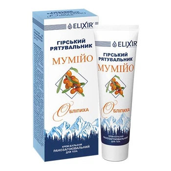 Крем-бальзам мумие Elixir с облепихой ранозаживляющий горный спасатель 75 мл