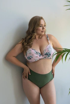 Купальник тройка plus size 2XL Тропический принт
