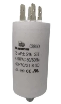 Конденсатор рабочий CBB60 3 mF (клеммы+болт)